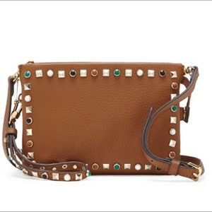 GUC Vince Camuto Tan Studded Crossbody/Wristlet